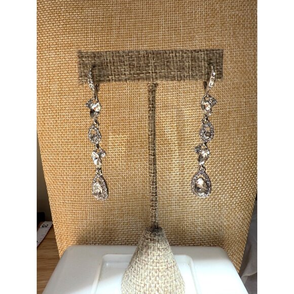 Givenchy Silver-Tone Pavé Crystal Open Pear Linear Drop Earrings - Picture 6 of 16